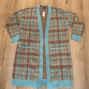 Talbots Blue and Brown Plaid Cardigan